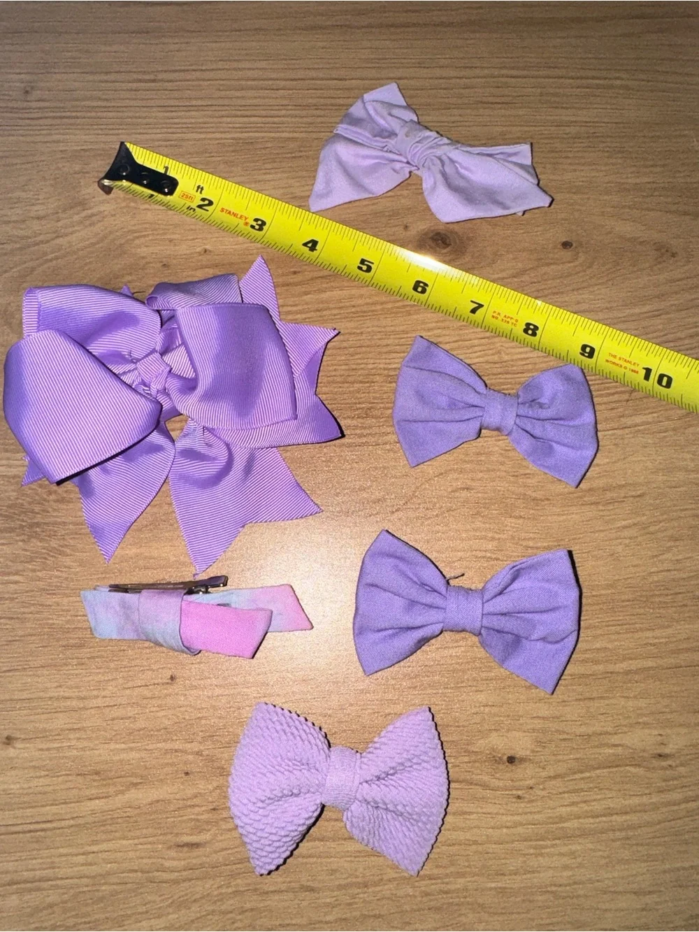 Set of 6 Purple & Pink Boutique Hair Bows Alligator Clips & Barrette Girls Hair